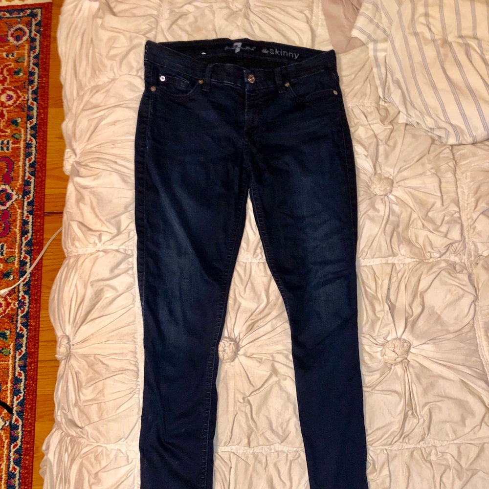 Dark wash low rise jeans